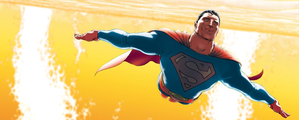 L'Azzurrone attraversa il Sole in una delle sequenze iniziali di "All Star Superman".